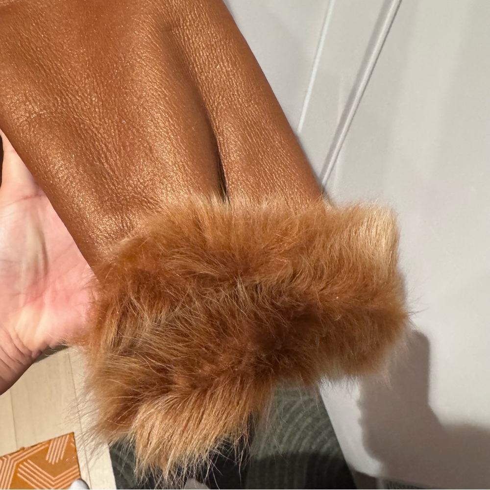 Vintage Brown Fur Trim Trench Coat - Picture 3 of 8